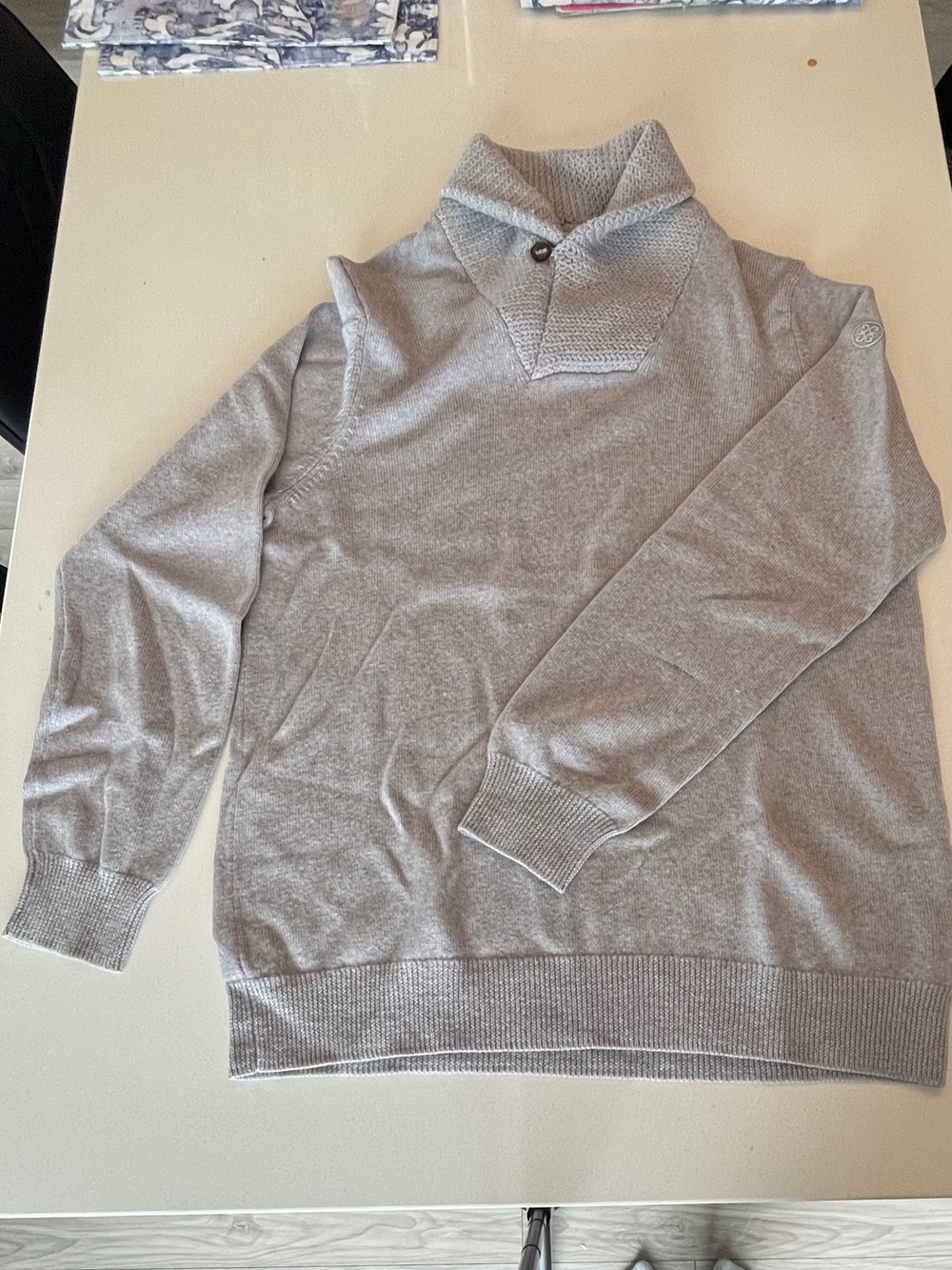 G/FORE Men's Light Gray Shawl Collar Sweater